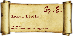 Szopri Etelka névjegykártya